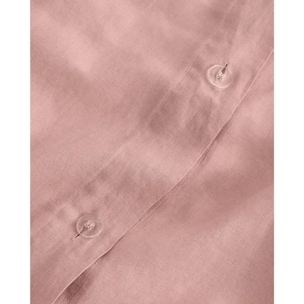 Quince European Linen Duvet Cover Full/Queen Rose Pink Button Closure New In Bag